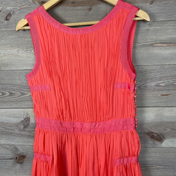 Diane Von Furstenberg Red Pleated Letty Silk Dress - Picture 6 of 10